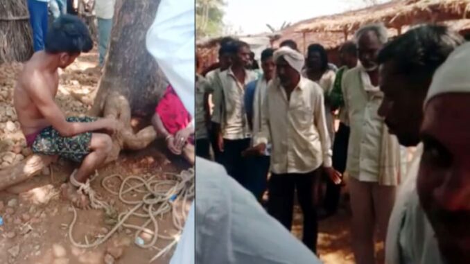 Blinded by suspicion, the mob tied the brother and sister to a tree and flogged them