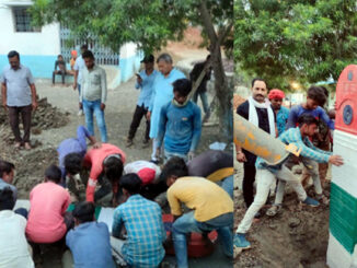 The construction company of CM Rise School damaged the Memorial Kirti Stambh of freedom fighters