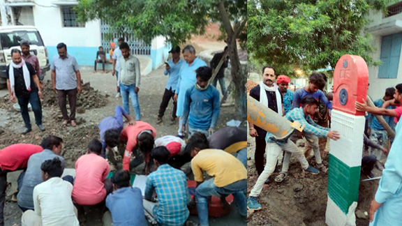 The construction company of CM Rise School damaged the Memorial Kirti Stambh of freedom fighters