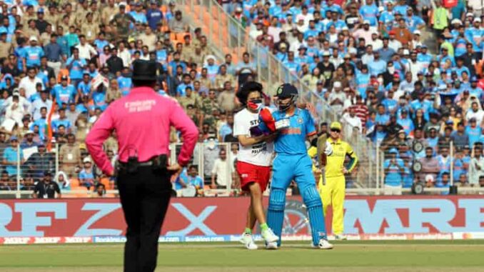 A pro-Palestine youth entered the field in the World Cup cricket final match, tried to hug Virat Kohli.