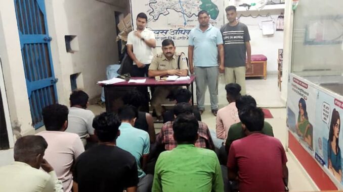 Deori police raided a gambling den and arrested 12 gamblers