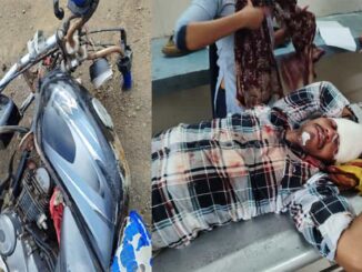 A young man and woman riding a bike were injured after being hit by an unknown vehicle on NH 44.